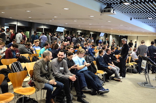 Audience on break